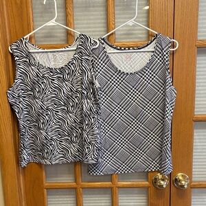 212 Collection Set of 2 -Zebra and Checkered Tank Tops